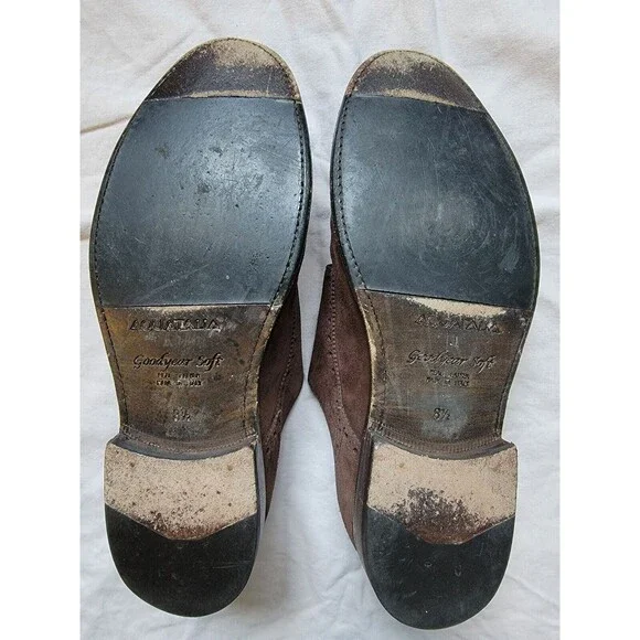 Aquatalia Men's Gavin Suede Monk-Strap‎ Loafer Color Brown Size 8.5M Italy